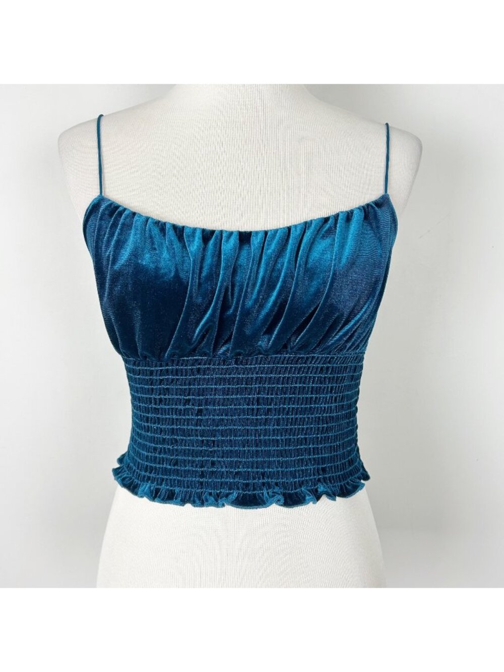 Urban‎ Outfitters Turquoise Velvet Crop Top Cami Milkmaid Whimsigoth Size Medium